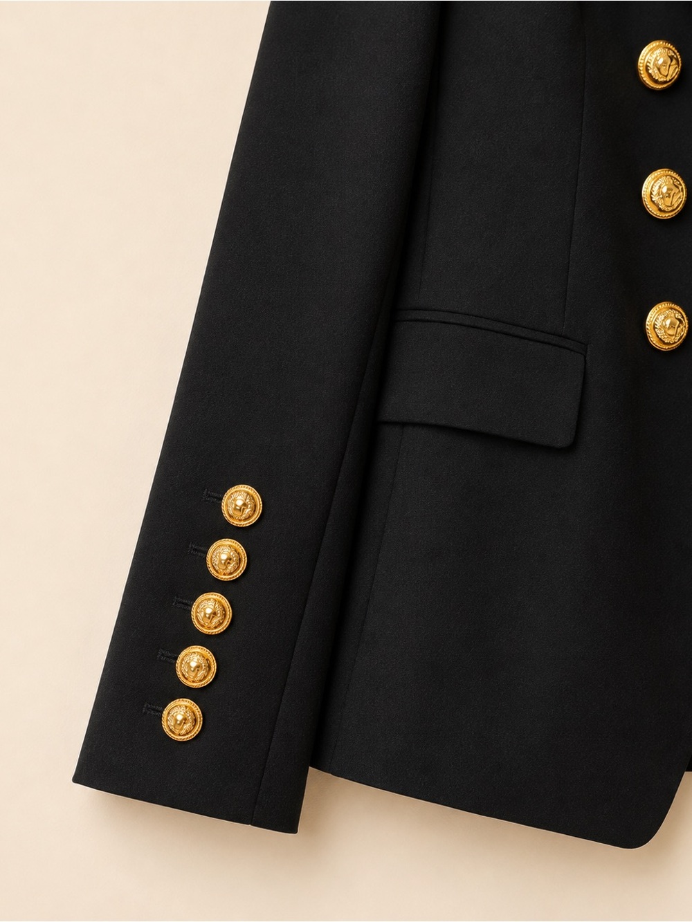Balmain Black Double-Breasted Blazer with Gold Buttons - Picture 5 of 11